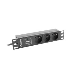 NAPÁJECÍ DISTRIBUČNÍ JEDNOTKA (PDU) 10"  1U 10A 2M 3X FRANCOUZSKÉ ZÁSUVKY ČERNÁ C14