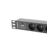 NAPÁJECÍ DISTRIBUČNÍ JEDNOTKA (PDU) 10"  1U 10A 2M 3X FRANCOUZSKÉ ZÁSUVKY ČERNÁ C14