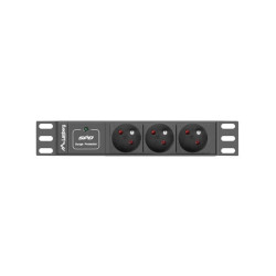 NAPÁJECÍ DISTRIBUČNÍ JEDNOTKA (PDU) 10"  1U 10A 2M 3X FRANCOUZSKÉ ZÁSUVKY ČERNÁ C14