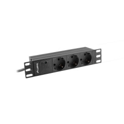 NAPÁJECÍ DISTRIBUČNÍ JEDNOTKA (PDU) 10"  1U 10A 2M 3X SCHUKO ZÁSUVKY ČERNÁ C14