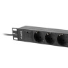 NAPÁJECÍ DISTRIBUČNÍ JEDNOTKA (PDU) 10"  1U 10A 2M 3X SCHUKO ZÁSUVKY ČERNÁ C14