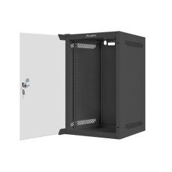 RACKOVÁ SKŘÍŇ 10" PRO MONTÁŽ NA STĚNU 9U/280X310 (FLAT PACK) S PROSKLENÝMI DVEŘMI ČERNÁ