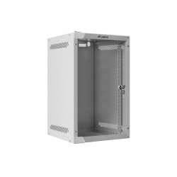 RACKOVÁ SKŘÍŇ 10" NÁSTĚNNÁ 9U/280X310 (FLAT PACK) S PROSKLENÝMI DVEŘMI ŠEDÁ
