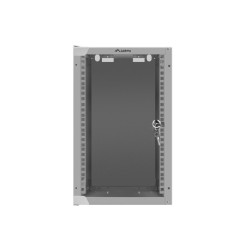 RACKOVÁ SKŘÍŇ 10" NÁSTĚNNÁ 9U/280X310 (FLAT PACK) S PROSKLENÝMI DVEŘMI ŠEDÁ