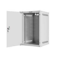 RACKOVÁ SKŘÍŇ 10" NÁSTĚNNÁ 9U/280X310 (FLAT PACK) S PROSKLENÝMI DVEŘMI ŠEDÁ