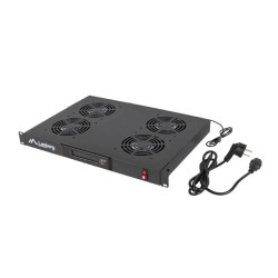 19" VENTILÁTOROVÁ JEDNOTKA / VENTILAČNÍ PANEL S LCD 4 VENTILÁTORY + TERMOSTAT 230V ČERNÁ