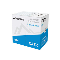 LAN KABEL CAT.6 UTP 305M PEVNÝ CU ŠEDÝ CPR