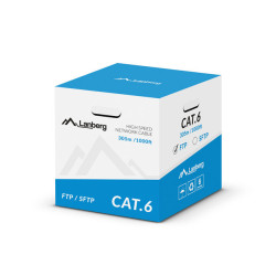 LAN KABEL CAT.6 FTP 305M PEVNÝ CU ŠEDÝ CPR