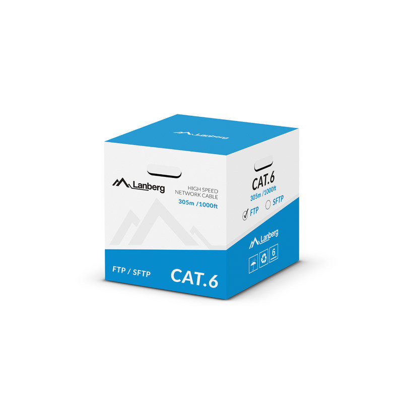 LAN KABEL CAT.6 FTP 305M PEVNÝ CU ŠEDÝ CPR LAN KABEL CAT.6 FTP 305M PEVNÝ CU ŠEDÝ CPR