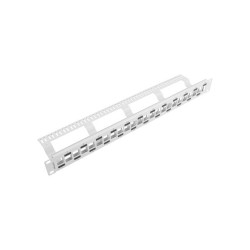 PATCH PANEL 24 PORTŮ 1U STAGGERED S ORGANIZÉREM PRO MODULY KEYSTONE ŠEDÝ