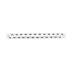 PATCH PANEL 24 PORTŮ 1U STAGGERED S ORGANIZÉREM PRO MODULY KEYSTONE ŠEDÝ