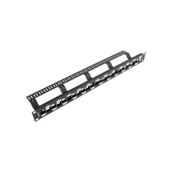 24PORTOVÝ PATCH PANEL S ORGANIZÉREM PRO KEYSTONE MODULY ČERNÝ