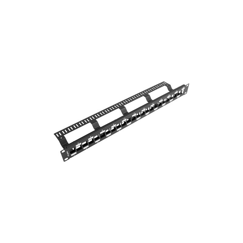 24PORTOVÝ PATCH PANEL S ORGANIZÉREM PRO KEYSTONE MODULY ČERNÝ 24PORTOVÝ PATCH PANEL S ORGANIZÉREM PRO KEYSTONE MODULY ČERNÝ