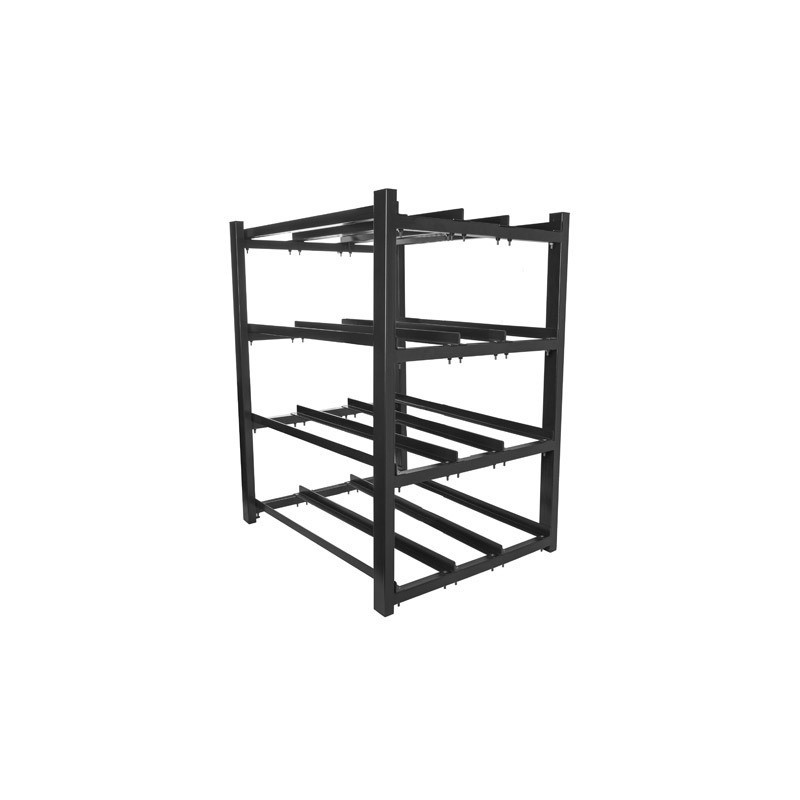 RÁM BATERIE PRO UPS 830X650 3 ŘADY 4 ÚROVNĚ (12 POLIC) (PLOCHÉ BALENÍ) ČERNÝ