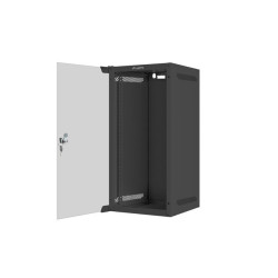 RACKOVÁ SKŘÍŇ 10" NÁSTĚNNÁ 12U/280X310 (FLAT PACK) S PROSKLENÝMI DVEŘMI ČERNÁ