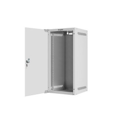 RACKOVÁ SKŘÍŇ 10" NÁSTĚNNÁ 12U/280X310 (FLAT PACK) S PROSKLENÝMI DVEŘMI ŠEDÁ