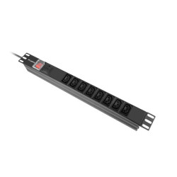 19"  1U 16A 2M 8X ZÁSUVKY IEC C13 ČERNÁ C20