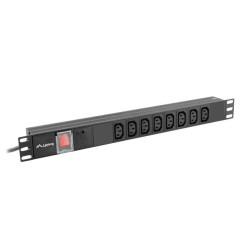 19"  1U 16A 2M 8X ZÁSUVKY IEC C13 ČERNÁ C20