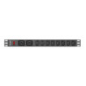 19"  1U 16A 2M 2X C19 8X IEC C13 ZÁSUVKY ČERNÁ C20
