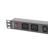 19"  1U 16A 2M 2X C19 8X IEC C13 ZÁSUVKY ČERNÁ C20