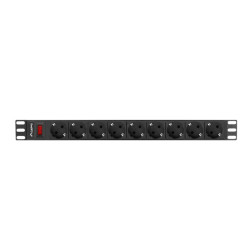 NAPÁJECÍ DISTRIBUČNÍ JEDNOTKA (PDU) 19"  1U 16A 3M 9X SCHUKO ZÁSUVKY ČERNÁ