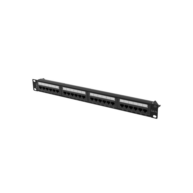 PATCH PANEL 24 PORTŮ 1U 19" CAT.6A UTP ČERNÝ PATCH PANEL 24 PORTŮ 1U 19" CAT.6A UTP ČERNÝ