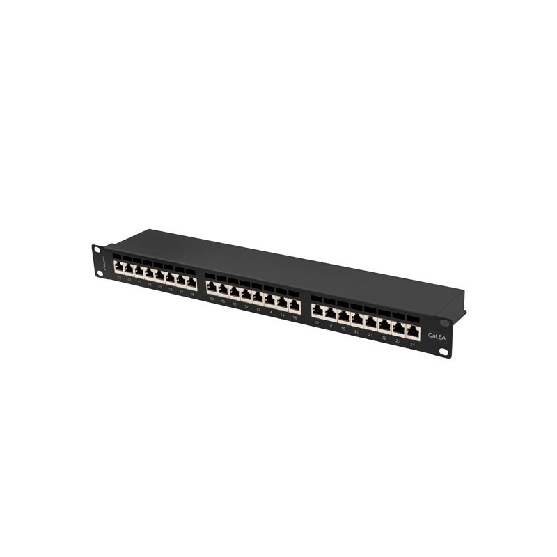 PATCH PANEL 24 PORTŮ 1U 19" CAT.6A FTP STÍNĚNÝ ČERNÝ PATCH PANEL 24 PORTŮ 1U 19" CAT.6A FTP STÍNĚNÝ ČERNÝ