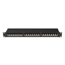 PATCH PANEL 24 PORTŮ 1U 19" CAT.6A FTP STÍNĚNÝ ČERNÝ
