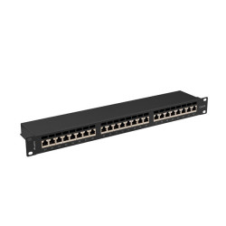 PATCH PANEL 24 PORTŮ 1U 19" CAT.6A FTP STÍNĚNÝ ČERNÝ