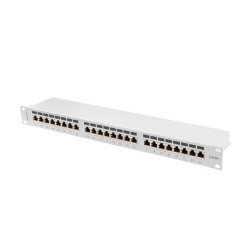 PATCH PANEL 24 PORTŮ 1U 19" CAT.6A FTP STÍNĚNÝ ŠEDÝ