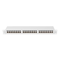 PATCH PANEL 24 PORTŮ 1U 19" CAT.6A FTP STÍNĚNÝ ŠEDÝ