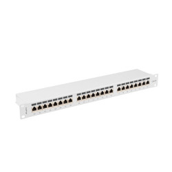 PATCH PANEL 24 PORTŮ 1U 19" CAT.6A FTP STÍNĚNÝ ŠEDÝ