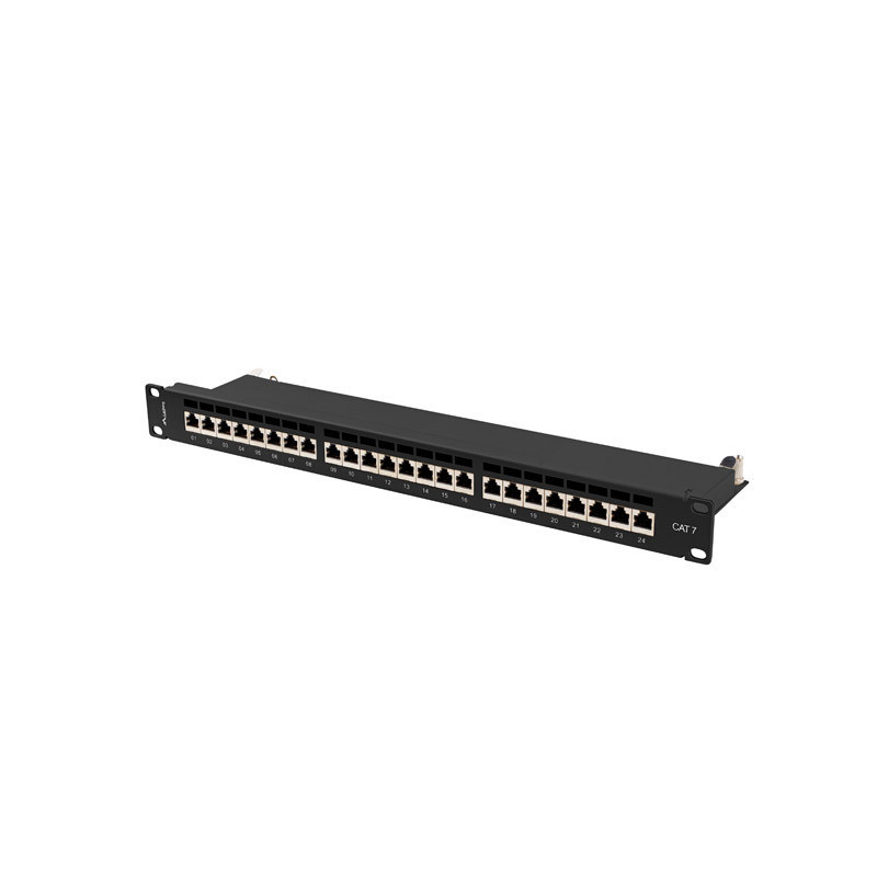 PATCH PANEL 24 PORTŮ 1U 19" CAT.7 FTP STÍNĚNÝ ČERNÝ PATCH PANEL 24 PORTŮ 1U 19" CAT.7 FTP STÍNĚNÝ ČERNÝ