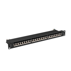 PATCH PANEL 24 PORTŮ 1U 19" CAT.7 FTP STÍNĚNÝ ČERNÝ