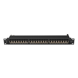 PATCH PANEL 24 PORTŮ 1U 19" CAT.7 FTP STÍNĚNÝ ČERNÝ