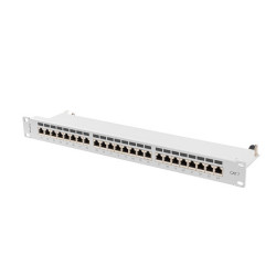 PATCH PANEL 24 PORTŮ 1U 19" CAT.7 FTP STÍNĚNÝ ŠEDÝ