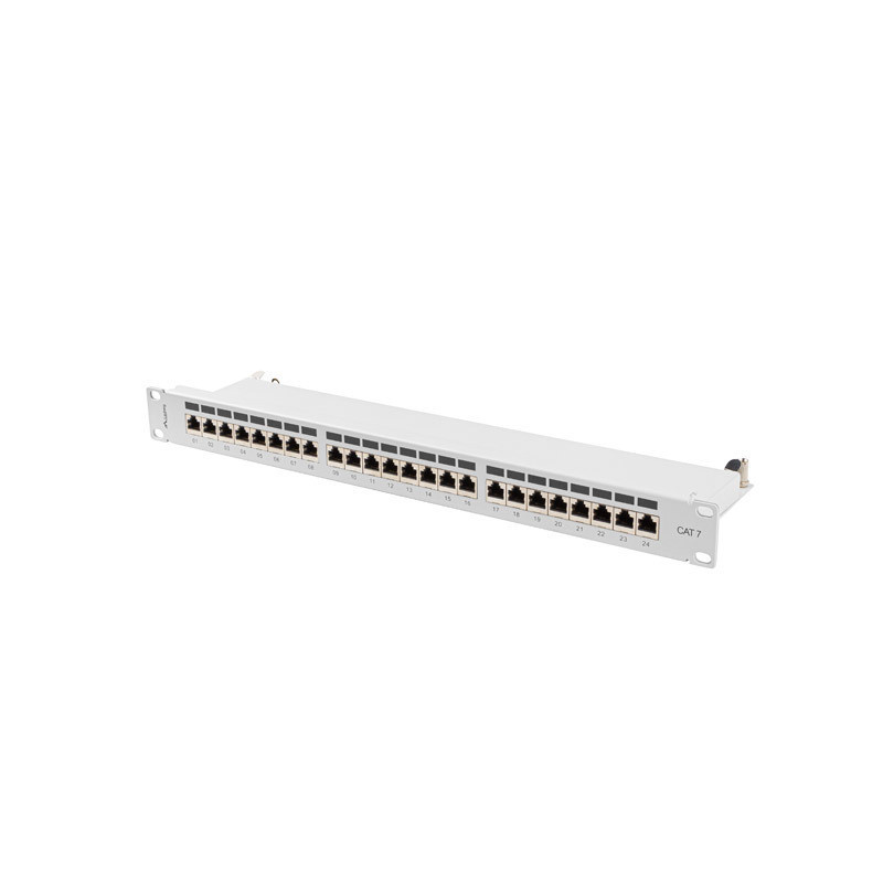 PATCH PANEL 24 PORTŮ 1U 19" CAT.7 FTP STÍNĚNÝ ŠEDÝ