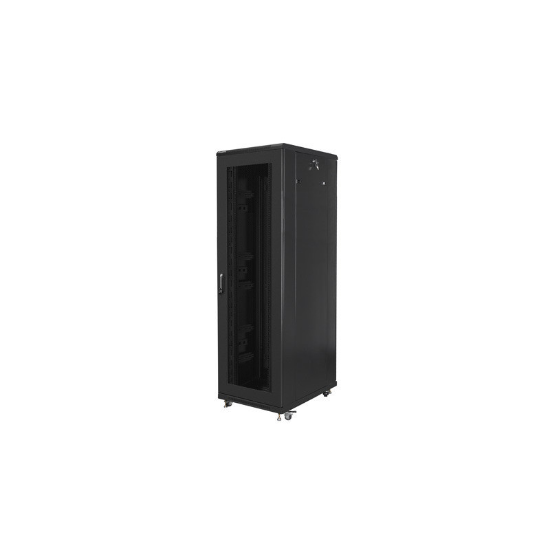 RACKOVÁ SKŘÍŇ 19" VOLNĚ STOJÍCÍ 42U/800X800 (FLAT PACK) SE SÍŤOVÝMI DVEŘMI ČERNÁ