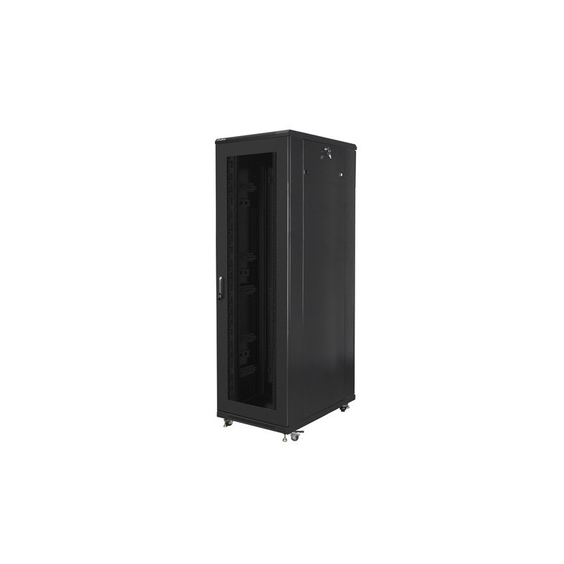 19" VOLNĚ STOJÍCÍ RACKOVÁ SKŘÍŇ 42U/800X1000 (FLAT PACK) SE SÍŤOVÝMI DVEŘMI ČERNÁ