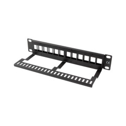 PATCH PANEL 12 PORTŮ 1U S ORGANIZÉREM PRO KEYSTONE MODULY ČERNÝ