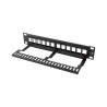PATCH PANEL 12 PORTŮ 1U S ORGANIZÉREM PRO KEYSTONE MODULY ČERNÝ