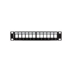 PATCH PANEL 12 PORTŮ 1U S ORGANIZÉREM PRO KEYSTONE MODULY ČERNÝ