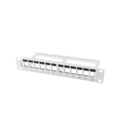 PATCH PANEL 12 PORTŮ 1U S ORGANIZÉREM PRO KEYSTONE MODULY ŠEDÝ