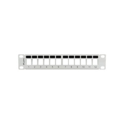 PATCH PANEL 12 PORTŮ 1U S ORGANIZÉREM PRO KEYSTONE MODULY ŠEDÝ