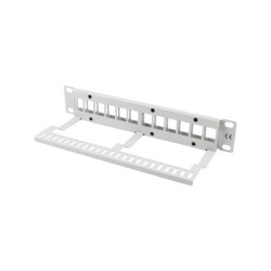 PATCH PANEL 12 PORTŮ 1U S ORGANIZÉREM PRO KEYSTONE MODULY ŠEDÝ