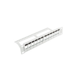 PATCH PANEL 12 PORTŮ 1U S ORGANIZÉREM PRO KEYSTONE MODULY ŠEDÝ