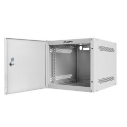 RACKOVÁ SKŘÍŇ 10" NÁSTĚNNÁ 4U/280X310 PRO VLASTNÍ MONTÁŽ S KOVOVÝMI DVEŘMI ŠEDÁ  (PLOCHÉ BALENÍ)