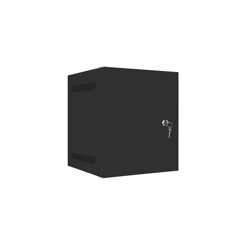 RACKOVÁ SKŘÍŇ 10" PRO MONTÁŽ NA STĚNU 6U/280X310 PRO VLASTNÍ MONTÁŽ S KOVOVÝMI DVEŘMI ČERNÁ  (PLOCHÉ BALENÍ)