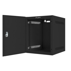 RACKOVÁ SKŘÍŇ 10" PRO MONTÁŽ NA STĚNU 6U/280X310 PRO VLASTNÍ MONTÁŽ S KOVOVÝMI DVEŘMI ČERNÁ  (PLOCHÉ BALENÍ)