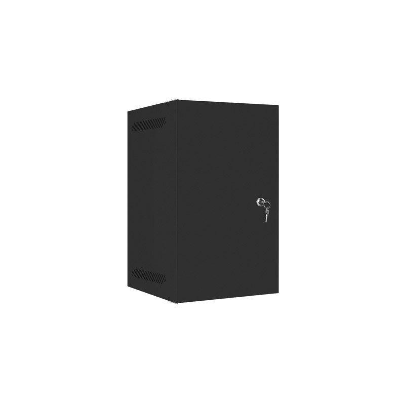 RACKOVÁ SKŘÍŇ 10" PRO MONTÁŽ NA STĚNU 9U/280X310 PRO VLASTNÍ MONTÁŽ S KOVOVÝMI DVEŘMI ČERNÁ  (PLOCHÉ BALENÍ)